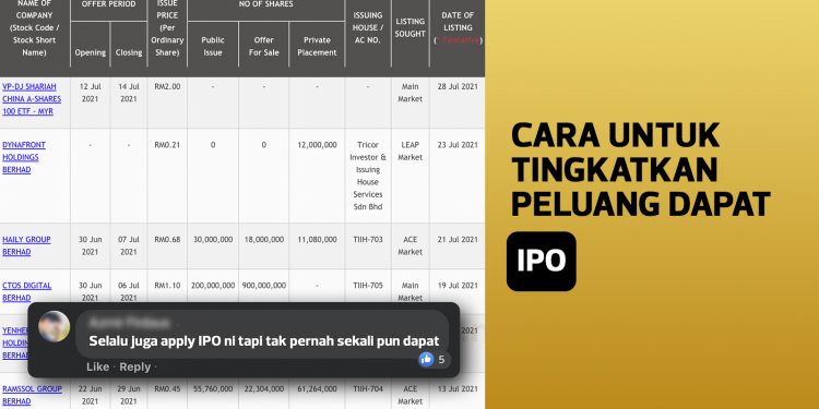Cara Untuk Meningkatkan Peluang Dapat IPO