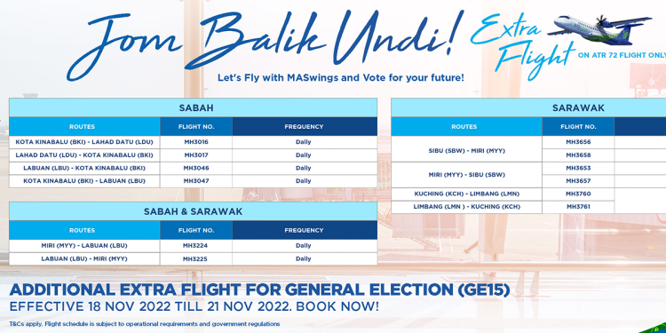 MASwings Tawar Promosi Tambang ‘Jom Balik Undi’ Bagi Pengundi Sabah, Sarawak
