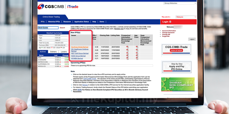 Tutorial Bergambar Mohon Saham IPO Guna CGS-CIMB iTrade (TERKINI)