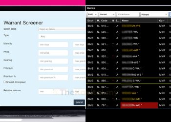 Cara Screen Waran Guna KLSE Screener